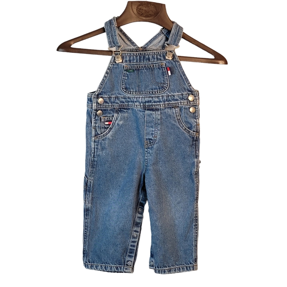 Tommy Hilfiger Vintage Medium Wash Denim Jean Overall Bibs Unisex - Picture 1 of 16